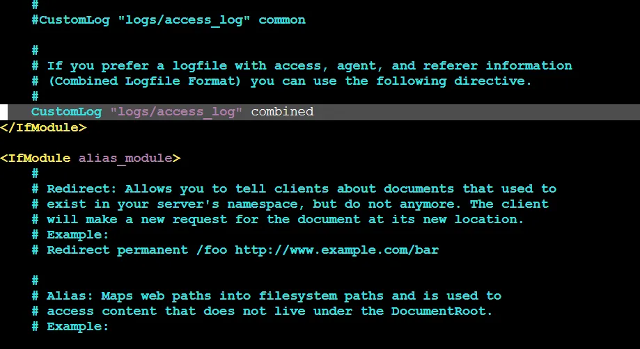 CustomLog directive in Apache Configuration File